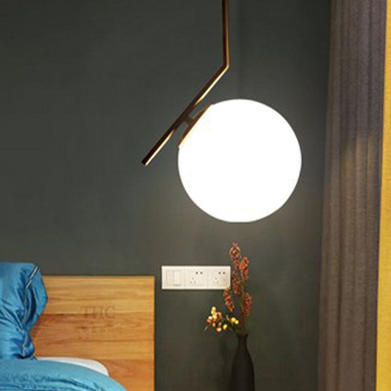 Colgante de forma de bola contemporánea de vidrio blanco 1 colgante de cabeza para comedor