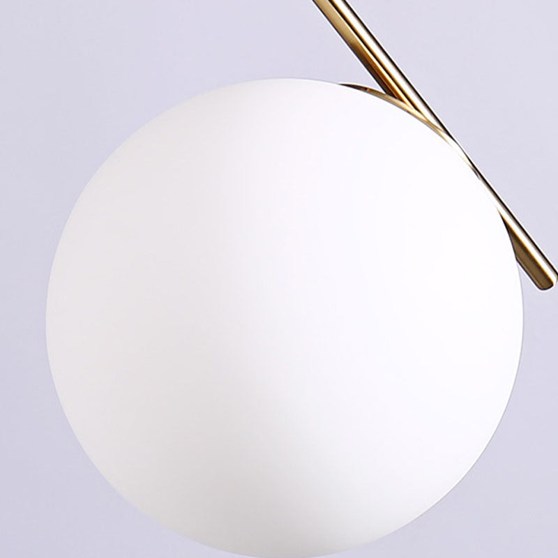 Colgante de forma de bola contemporánea de vidrio blanco 1 colgante de cabeza para comedor