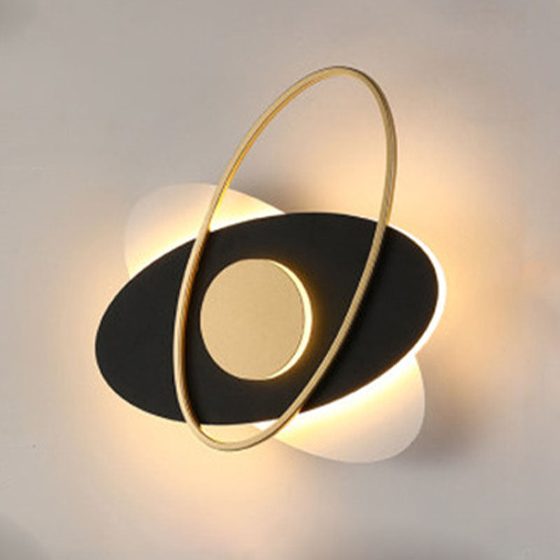 2 Lights LED Wall Sconce Light Post-Modern Metal Wall Light in Black for Bedroom