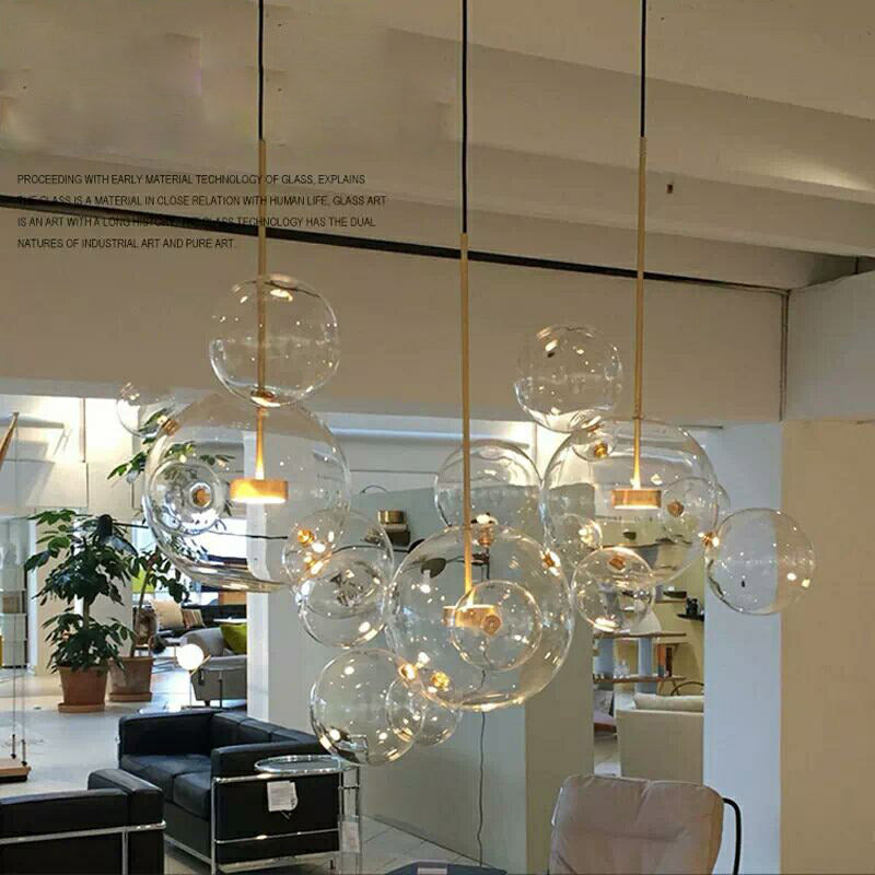 1 pendentif en forme de globe léger avec un luminaire d'éclairage de suspension moderne en verre transparent