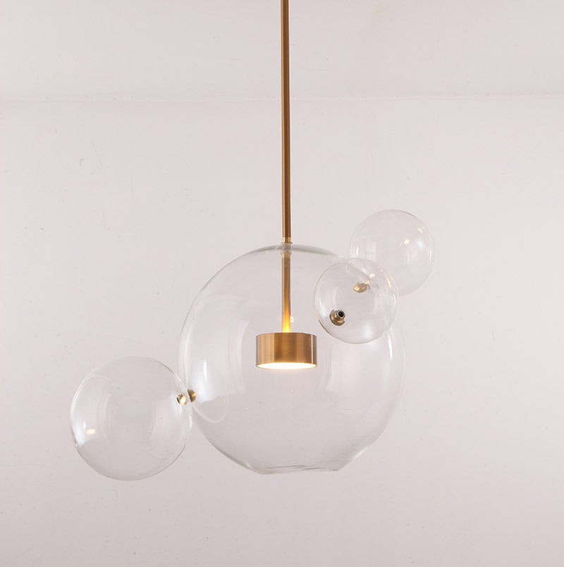 1 pendentif en forme de globe léger avec un luminaire d'éclairage de suspension moderne en verre transparent