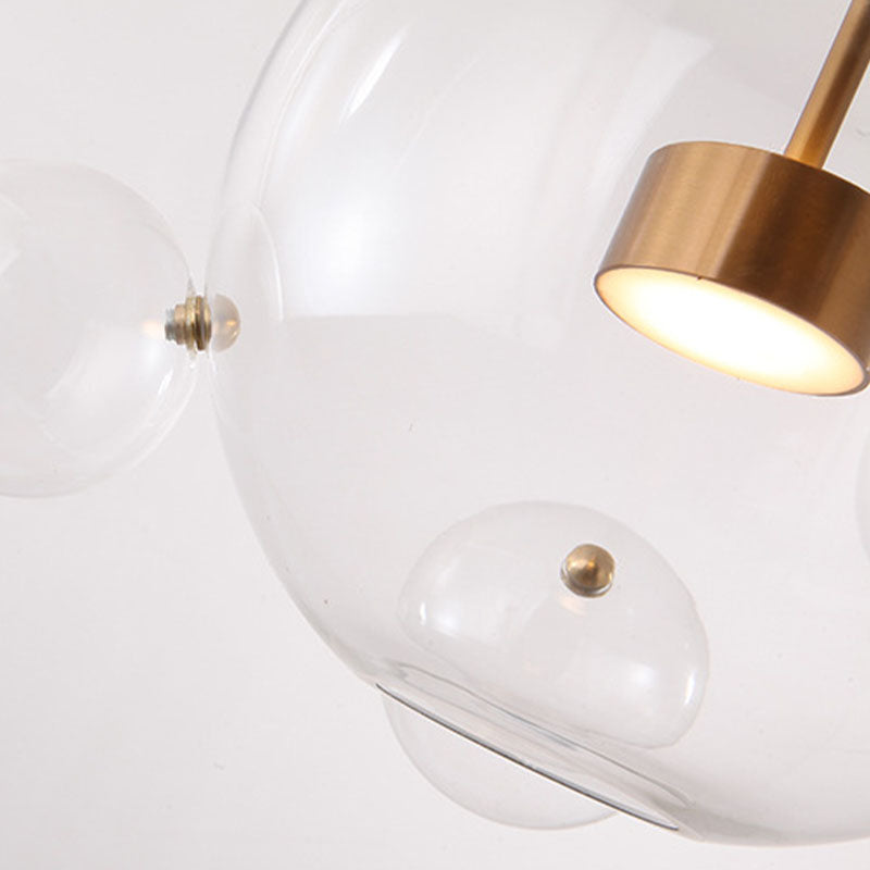 1 pendentif en forme de globe léger avec un luminaire d'éclairage de suspension moderne en verre transparent