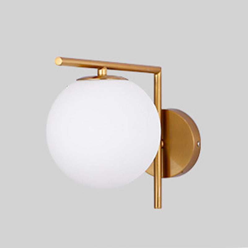 Contemporary Style Metal Wall Sconce with White Glass 1 Light Wall Lamp for Bedside