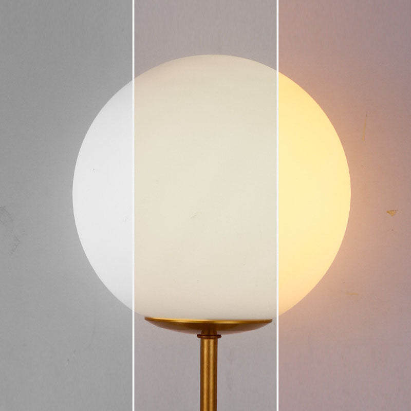 Contemporary Style Metal Wall Sconce with White Glass 1 Light Wall Lamp for Bedside