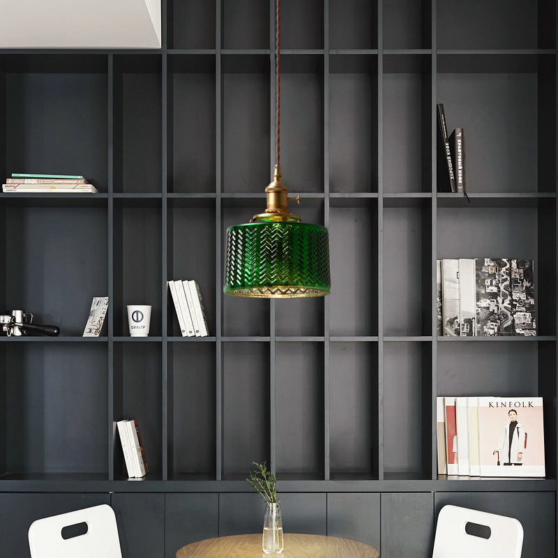 Zeitgenössische grüne Glasanhänger Beleuchtung 1 Kopfhängerlampe für Esszimmer