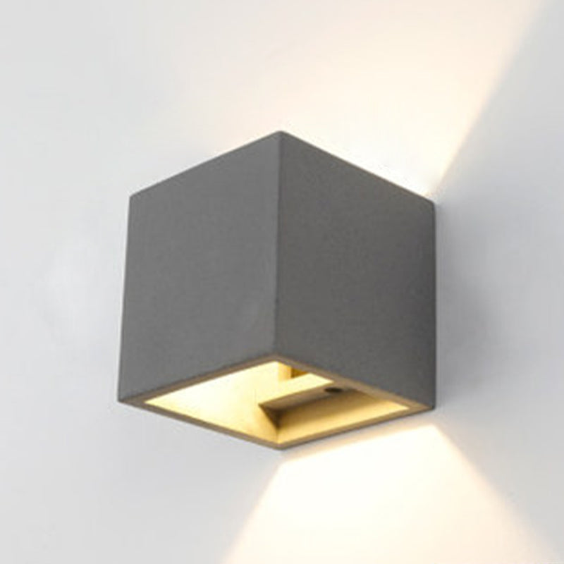 Square Sconce Light Fixture Modern 1-Light Wall Mounted Lamp with Grey Cement Shade