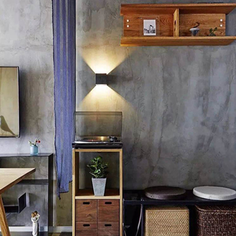 Lámpara de luz cuadrado Lámpara de pared moderna de 1 luz con sombra de cemento gris