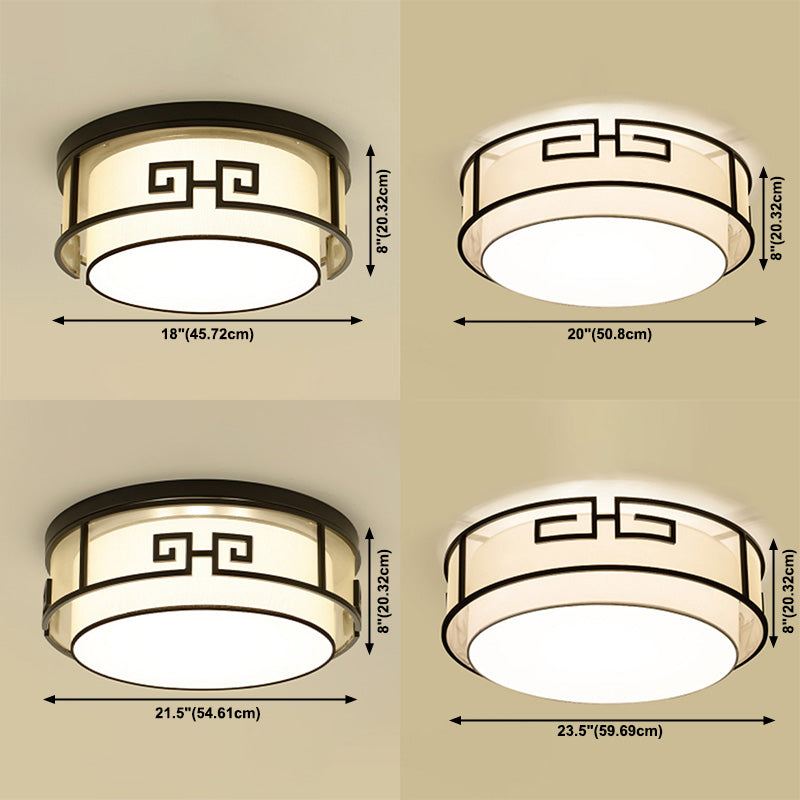 3/5 Hoofden Stof Plafondlamp Chinese Stijl Flush Mount Verlichtingsapparatuur voor Woonkamer