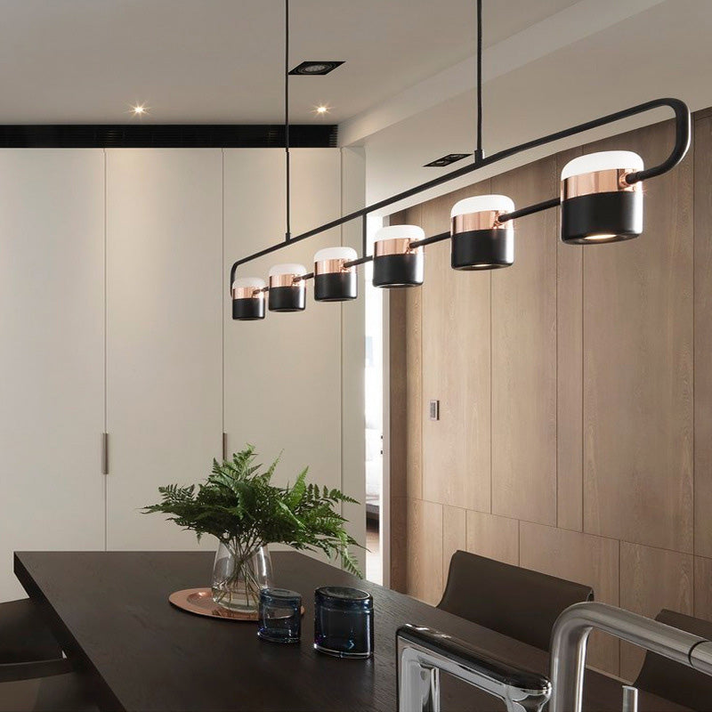 Cylinder Island Light Fixtures Modern Multi-Light Island Chandelier Lights with White Acrylic Shade