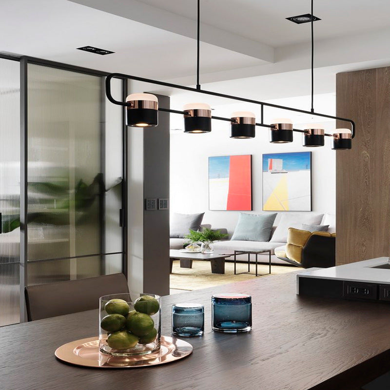 Cylinder Island Light Fixtures Modern Multi-Light Island Chandelier Lights with White Acrylic Shade