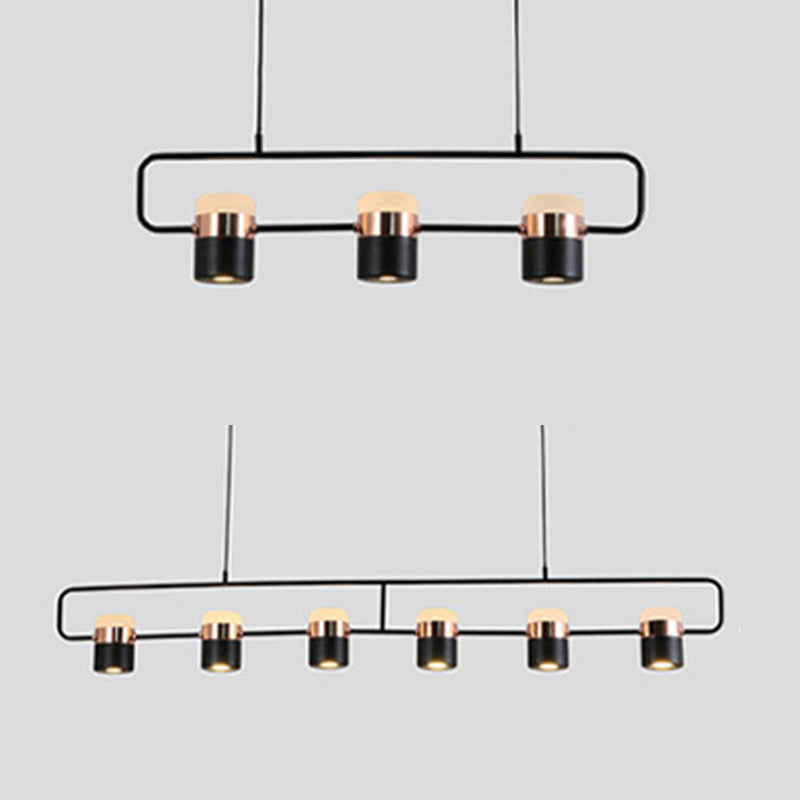 Cylinder Island Light Fixtures Modern Multi-Light Island Chandelier Lights with White Acrylic Shade