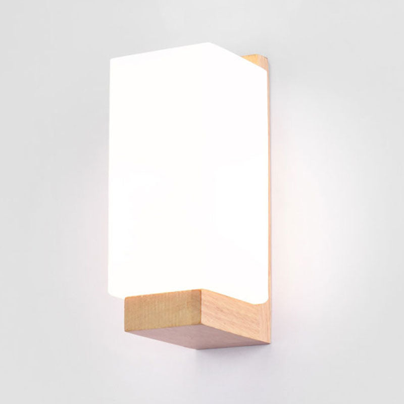 Modern Minimalism Household WoodenWall Sconce with Glass Shade for Bedroom Kid's Room