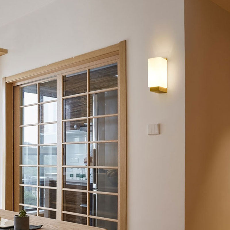 Moderner Minimalismus Haushalt Holzwall -Leuchten mit Glasschatten für Schlafzimmer Kinderzimmer