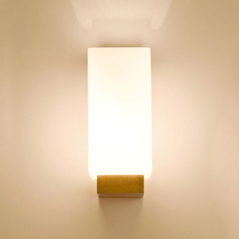 Moderner Minimalismus Haushalt Holzwall -Leuchten mit Glasschatten für Schlafzimmer Kinderzimmer