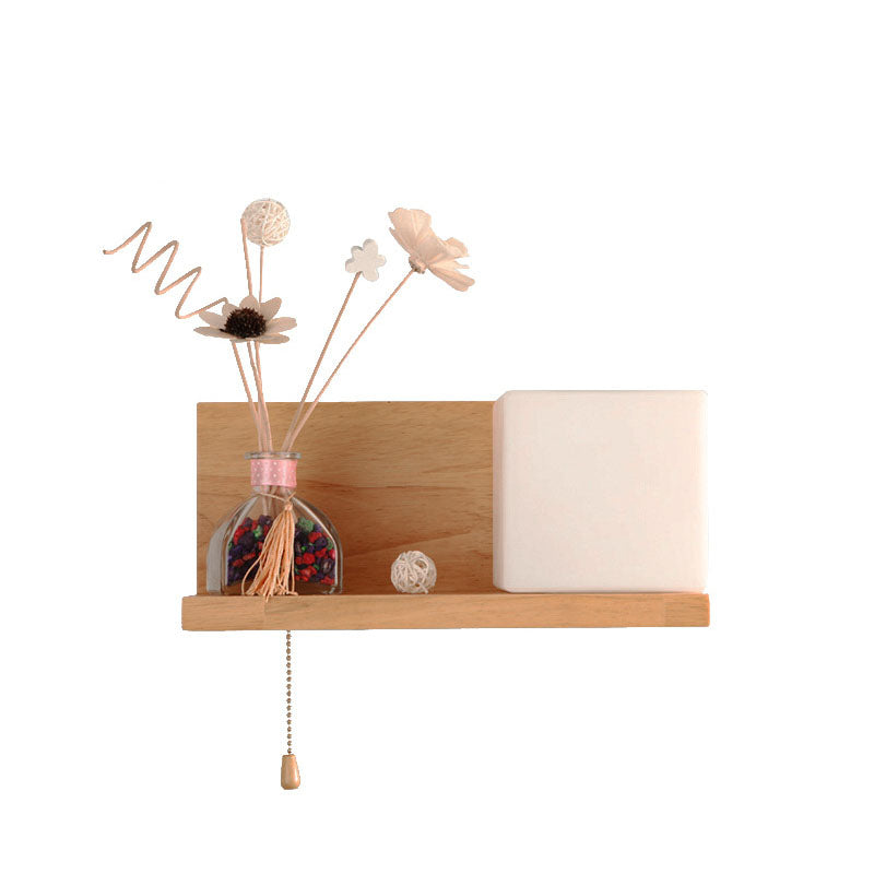 Simpuzzo di applique a parete in legno Luce 1 Luce con tonalità in vetro Luce da parete per camera da letto (senza decorazione)