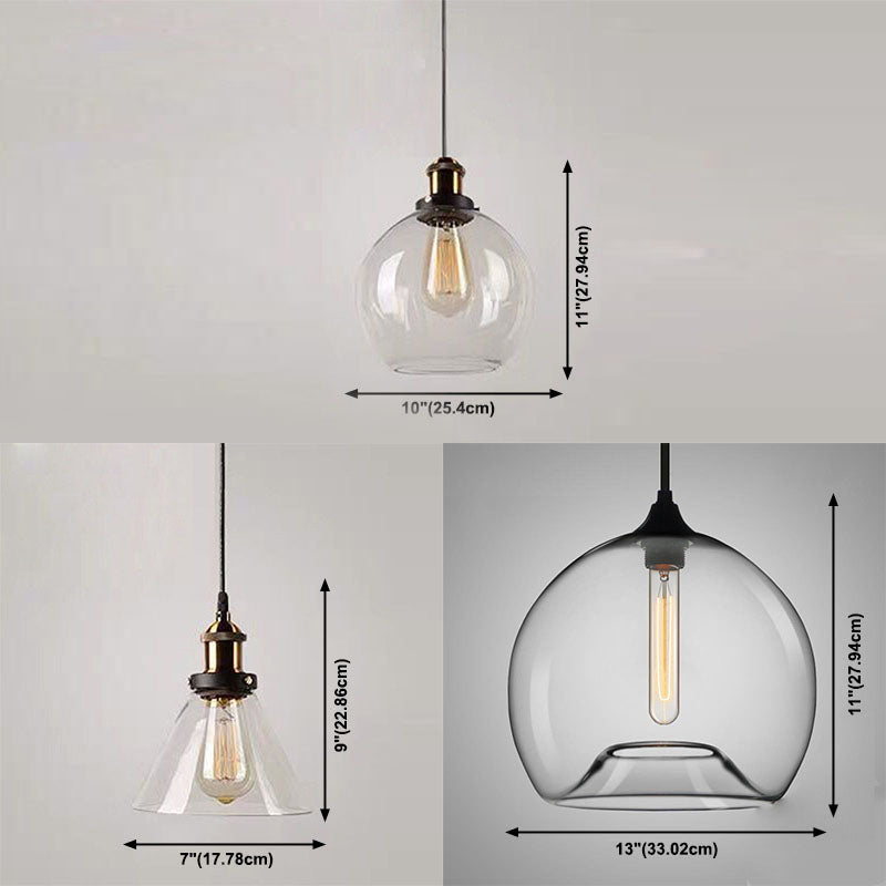Dinning Room One Head Hanging Light Transparent Glass Modern Down Lighting Pendant