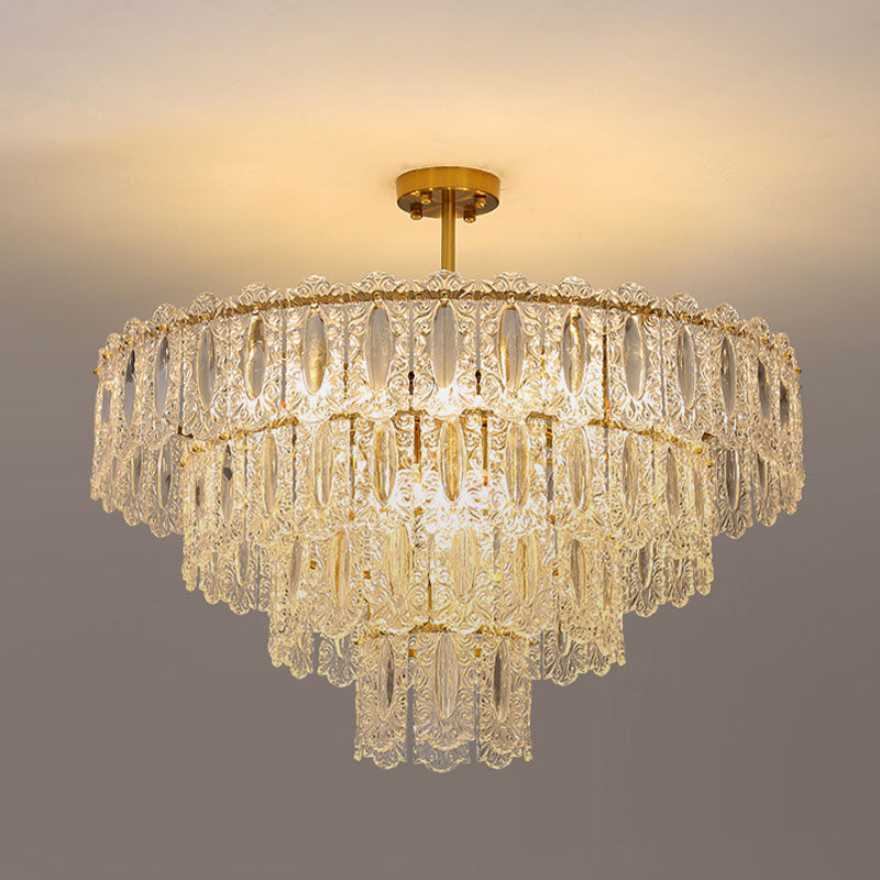 Tiered Chandelier Light Fixture Modern Glass Pendant Lighting for Restaurant
