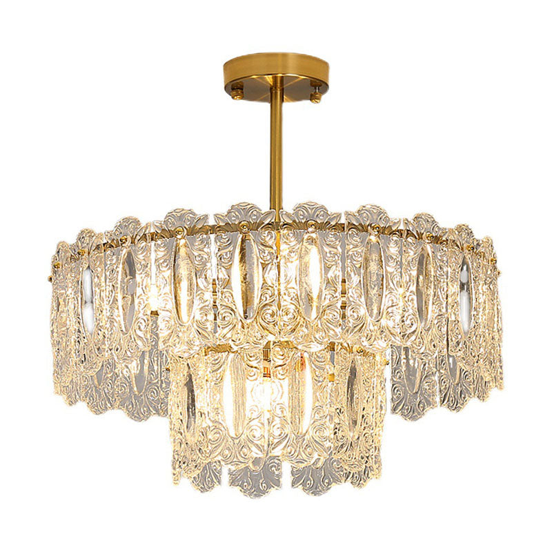 Tiered Chandelier Light Fixture Modern Glass Pendant Lighting for Restaurant