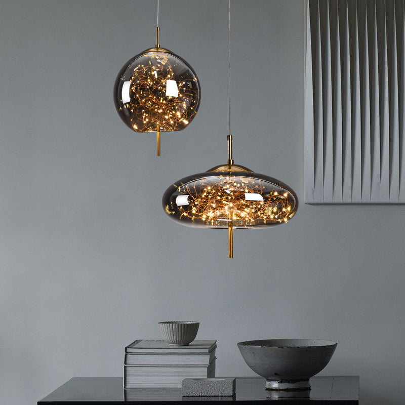 Contemporary Style Simple Pendant Light Fixtures with Glass Shade for Sitting Room Coffee Shop