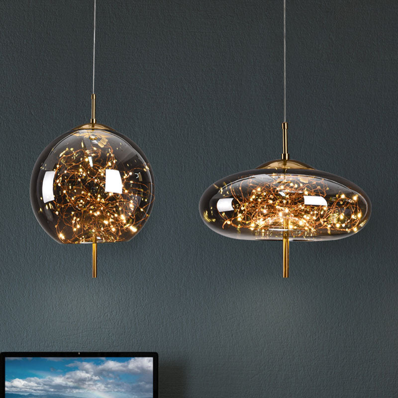 Contemporary Style Simple Pendant Light Fixtures with Glass Shade for Sitting Room Coffee Shop