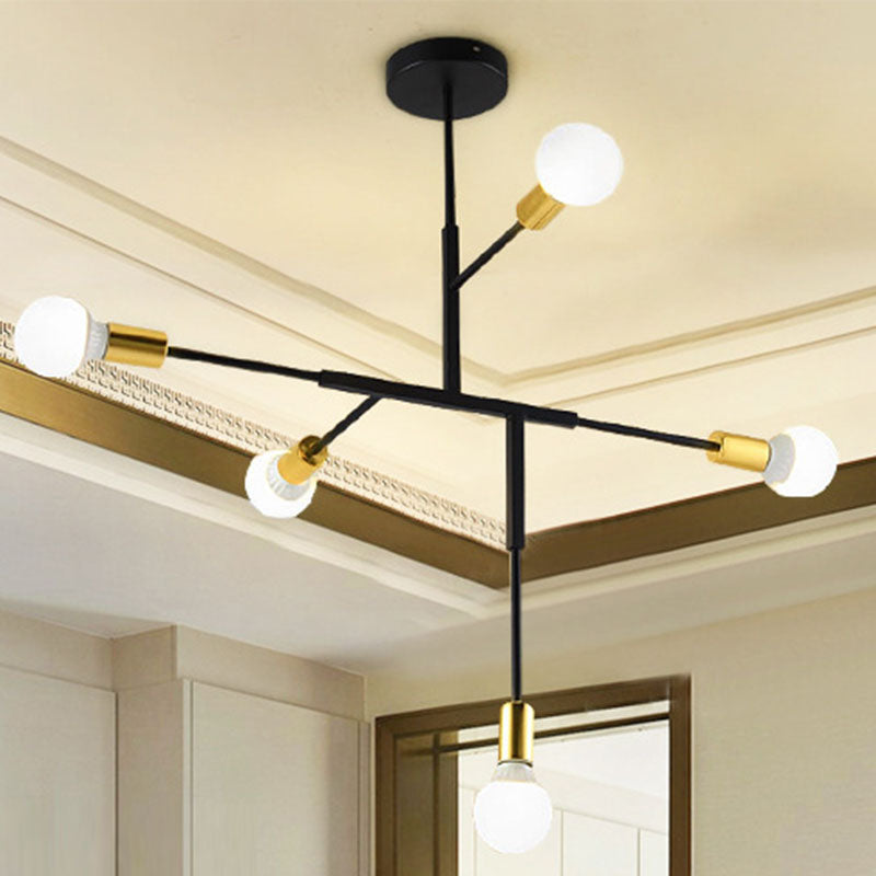 Postmoderner Stil Multi -Lampen -Kronleuchter Gold Metall Hanging Anhängerlampe für Wohnzimmer