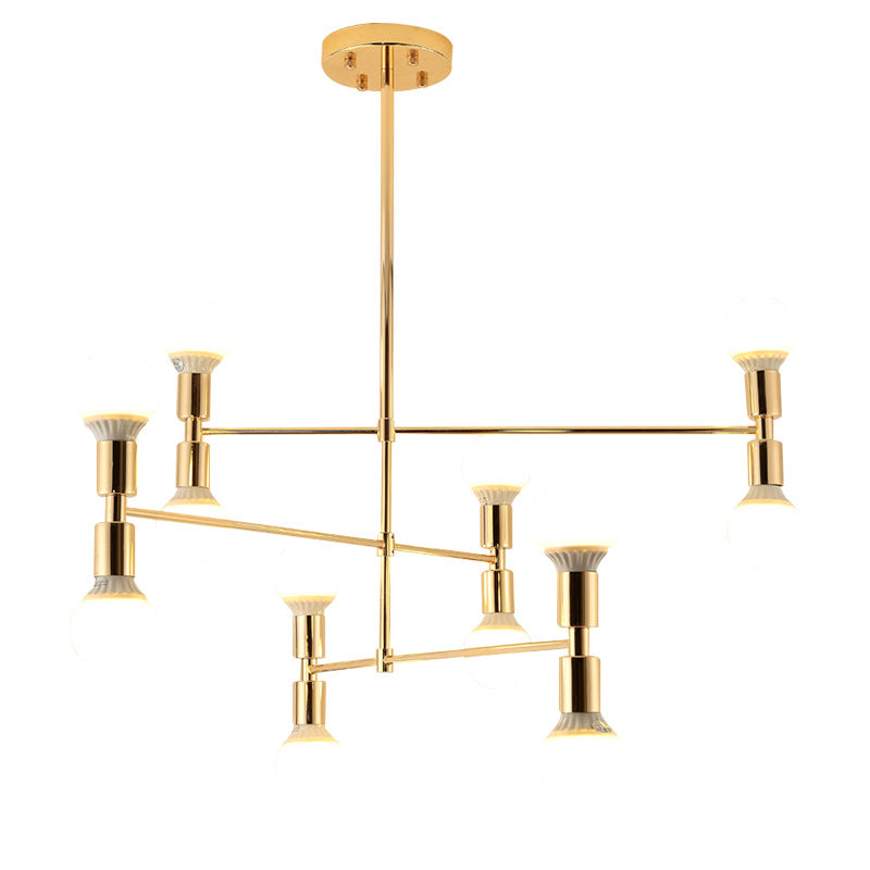 Postmoderner Stil Multi -Lampen -Kronleuchter Gold Metall Hanging Anhängerlampe für Wohnzimmer