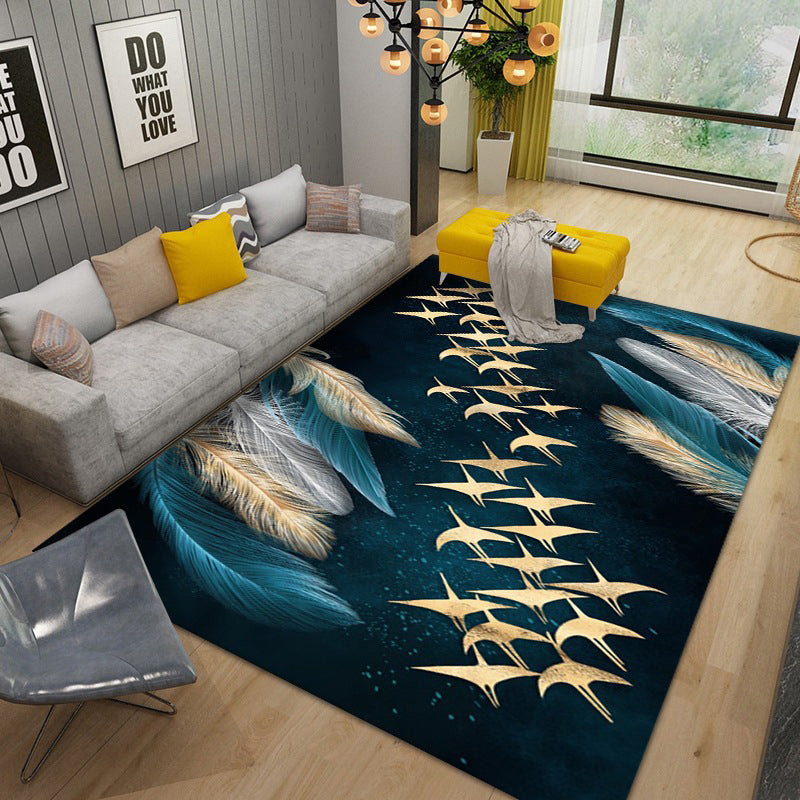 Modern Washable Carpet Novelty Deer Pattern Rug Polyester Stain Resistant Carpet for Home Decor