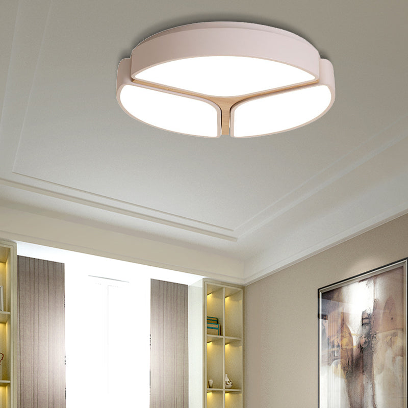 16"/19.5"/23.5" Wide Circular Flushmount Light Macaron Metallic Led Close to Ceiling Light in Warm/White Light