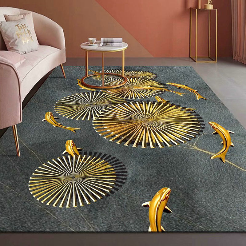 Creative Carpet Polyester Abstract Art Rug Non-Slip Backing Indoor Rug for Home Decoration