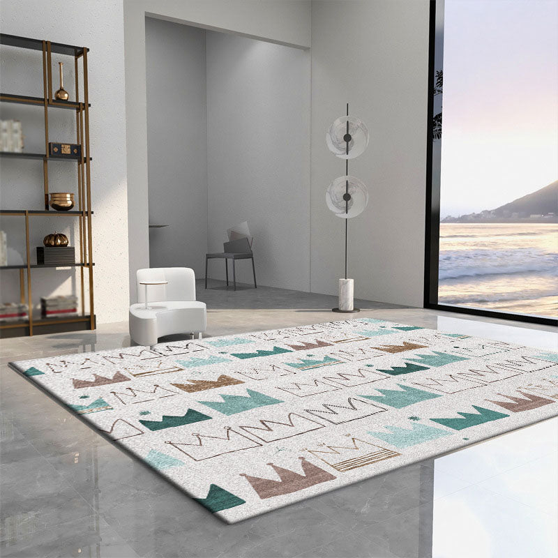 Chic Modern Carpet Color Block Polyester Area Rug Non-Slip Backing Rug for Home Decor