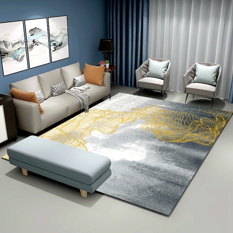 Minimalist Washable Rug Abstract Printed Carpet Polyster Area Rug for Living Room