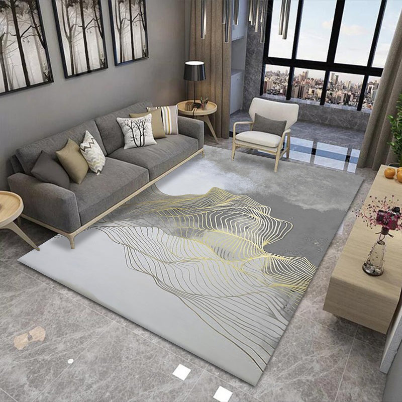 Modern Area Carpet Simple Abstract Print Indoor Rug Polyester Stain Resistant Carpet for Home Decor