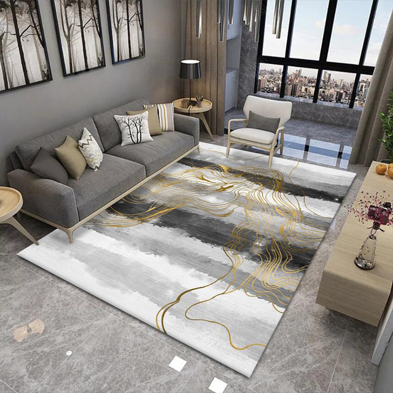 Modern Area Carpet Abstract Pattern Carpet Polyester Living Room Rug with Non-Slip Backing