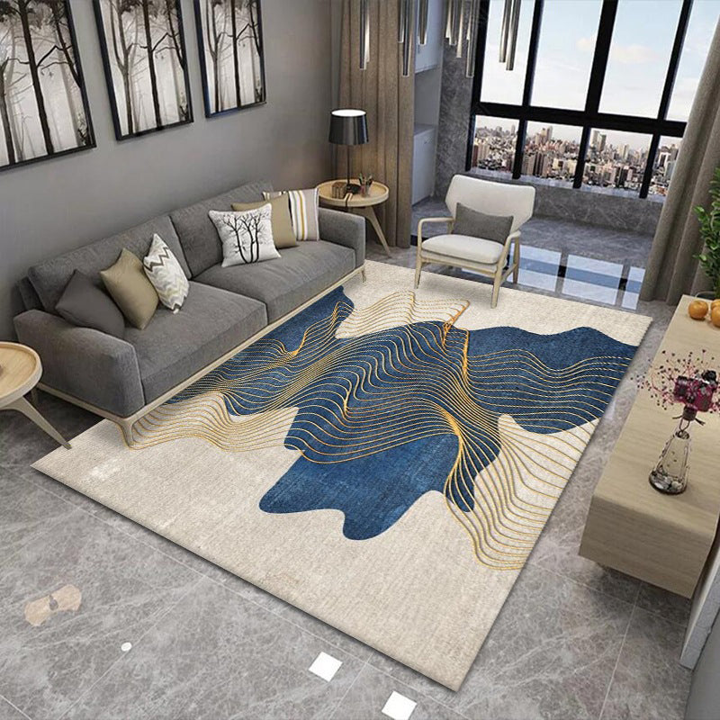 Modern Area Carpet Abstract Pattern Carpet Polyester Living Room Rug with Non-Slip Backing