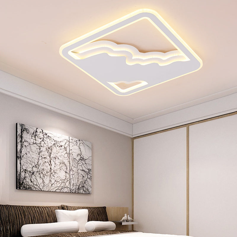 Ultra Dunne Flush Lamp Modernisme Metaal Geïntegreerd Led White Flush Mount Plafond Licht, 19 "/35.5" Wide