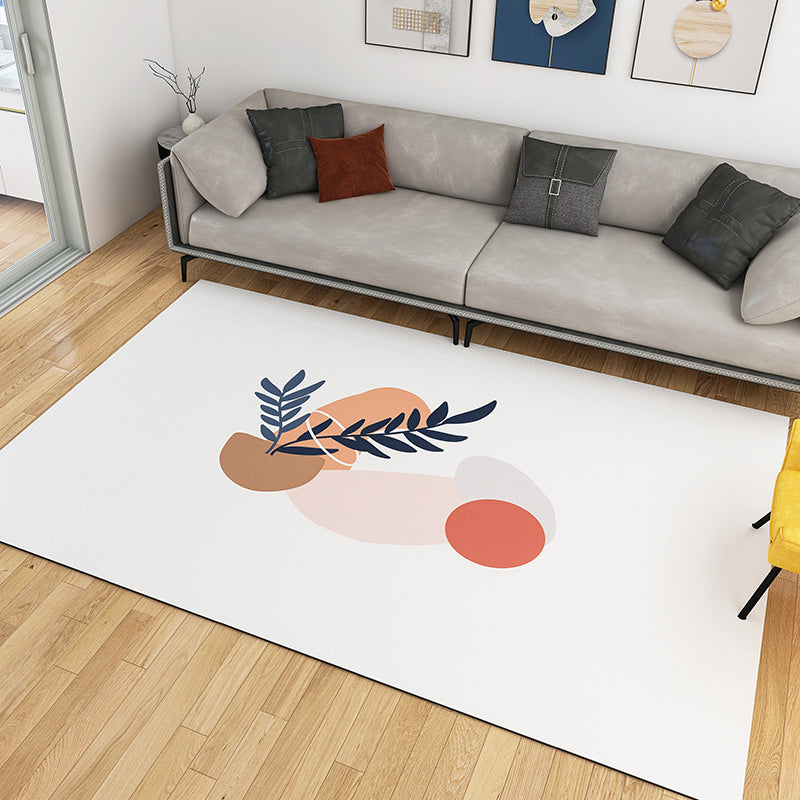 Light Pink Modern Carpet Leather Plant Carpet Washable Carpet for Living Room