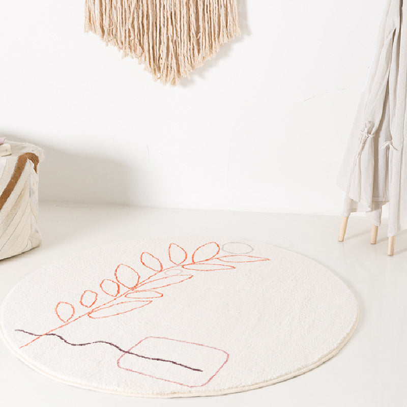 White Modern Area Carpet Abstract Pattern Polyester Area Rug Easy Care Rug for Living Room