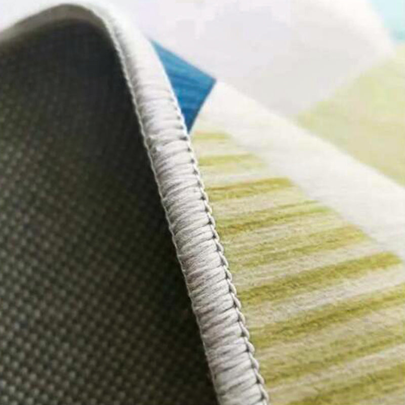 Dark Green Modern Carpet Polyester Striped Carpet Non-Slip Backing Carpet for Home Decor