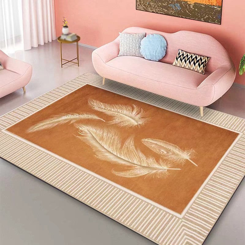 Black Modern Area Carpet Floral Pattern Polyester Area Rug Stain Resistant Rug for Home Decor