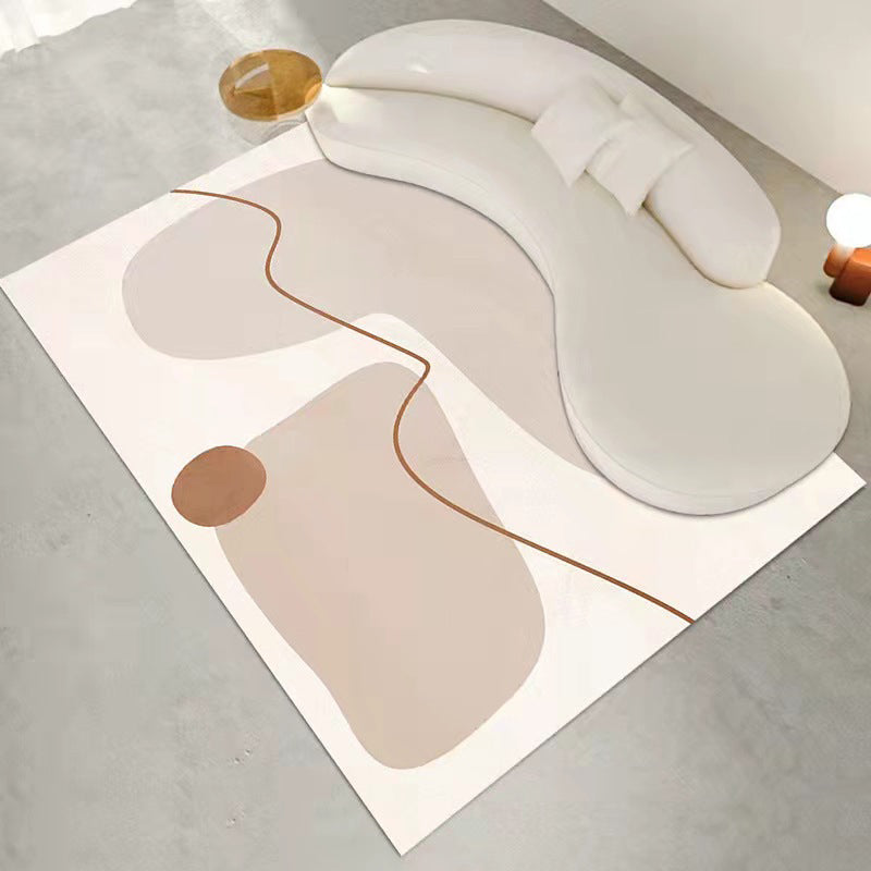 Orange Nordic Rug Polyester Color Block Rug Non-Slip Backing Rug for Home Decor