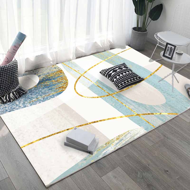Gold Line Carpet Polyester Casual Carpet Stain Resistant Area Carpet for Home Decor