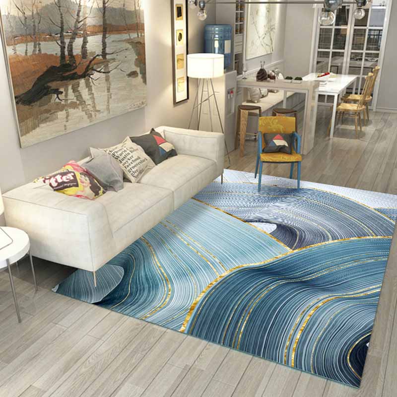 Gold Line Carpet Polyester Casual Carpet Stain Resistant Area Carpet for Home Decor