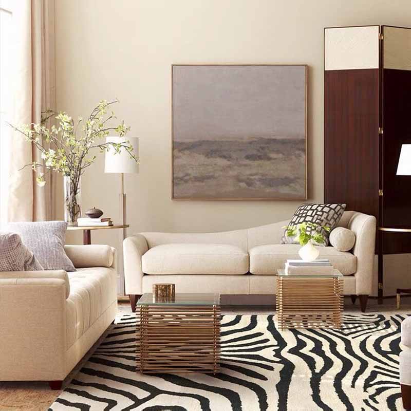 Minimalist Carpet Washable Zebra Print Indoor Rug Polyster Stain Resistant Area Rug for Living Room