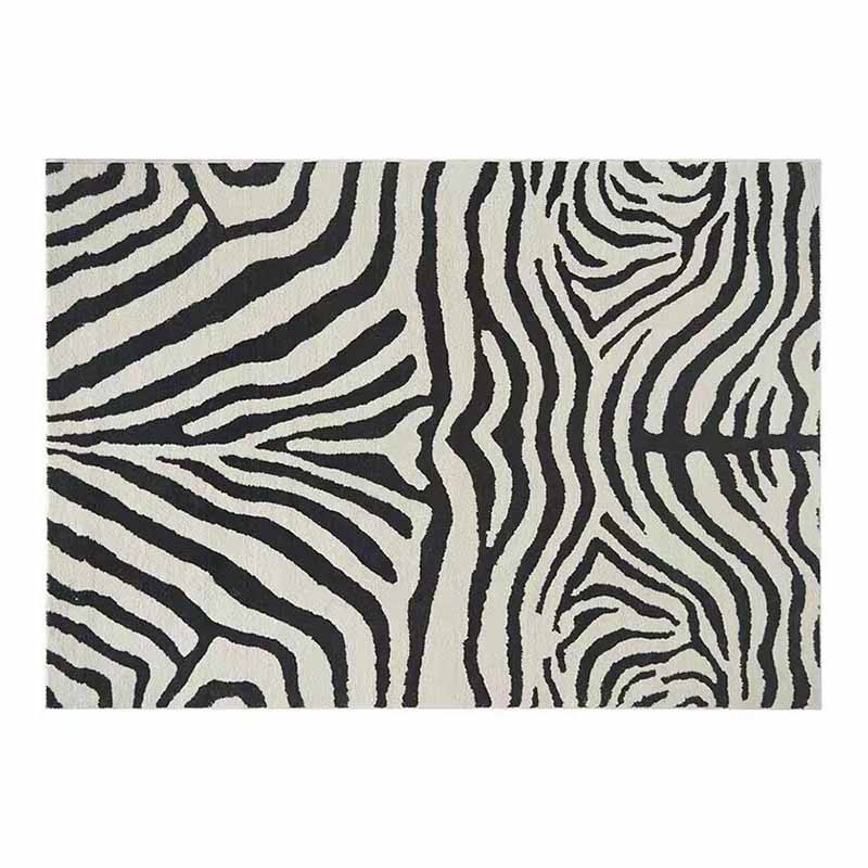 Minimalist Carpet Washable Zebra Print Indoor Rug Polyster Stain Resistant Area Rug for Living Room