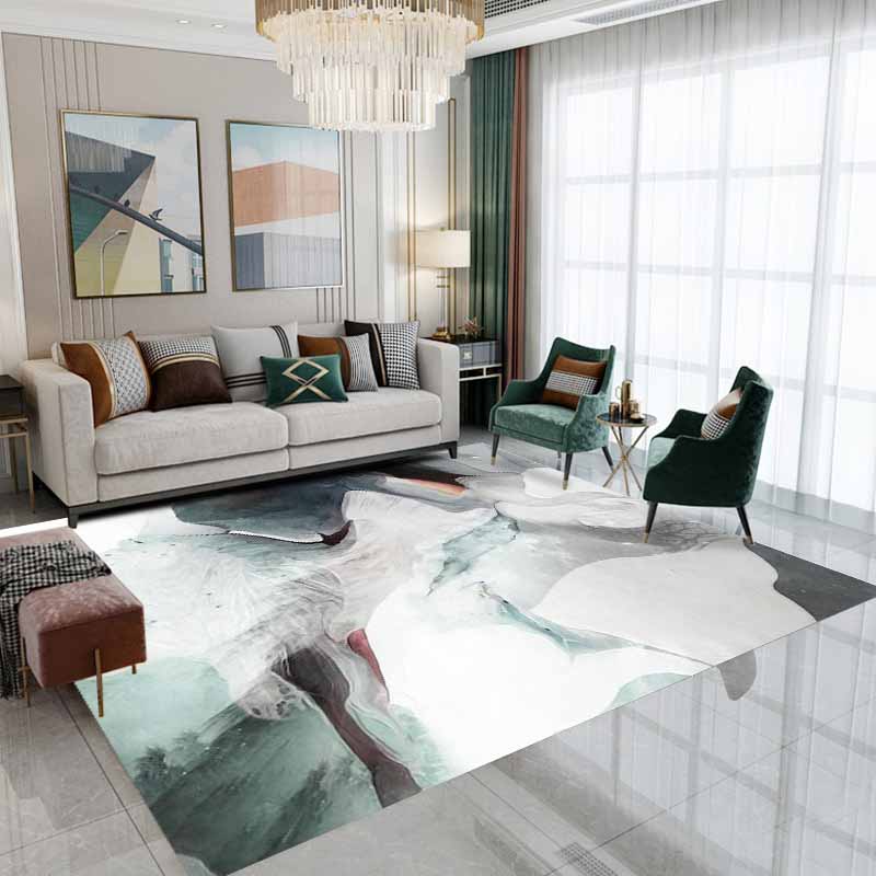 Yellow Simple Carpet Polyester Abstract Graphic Area Carpet Stain Resistant for Home Decor