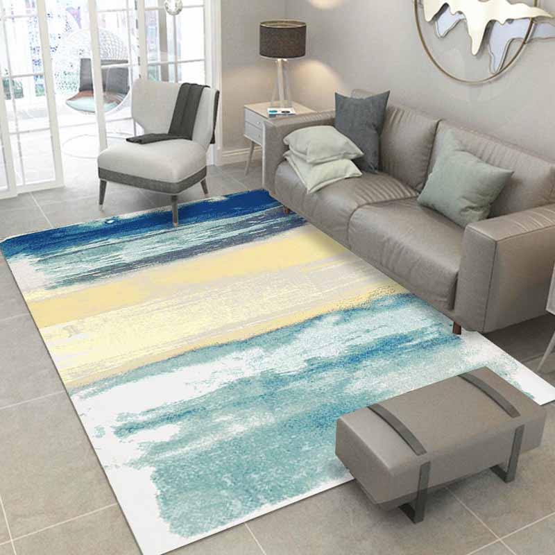 Gold Modern Rug Polyester Graphic Area Rug Non-Slip Backing Rug for Drawing Room