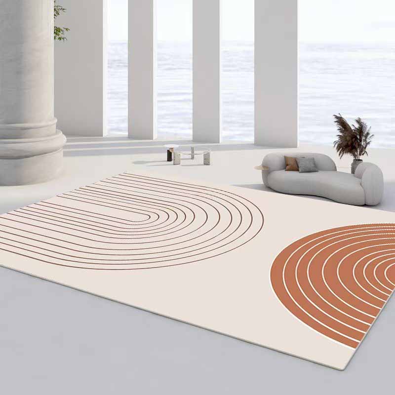 Artistic Area Carpet Modern Stripe Print Carpet Washable Polyster Rug with Non-Slip Backing