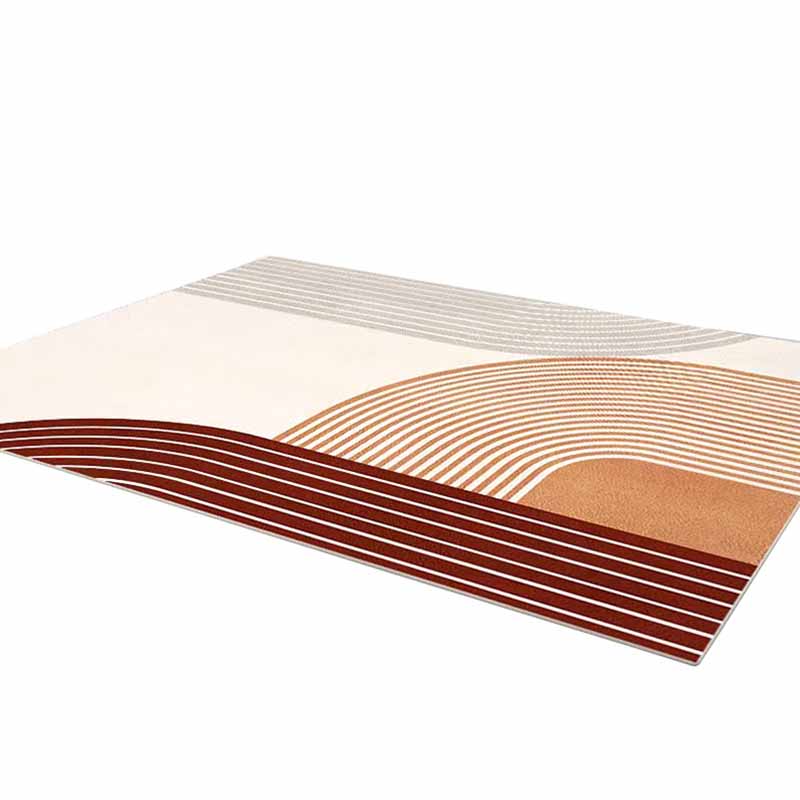 Artistic Area Carpet Modern Stripe Print Carpet Washable Polyster Rug with Non-Slip Backing