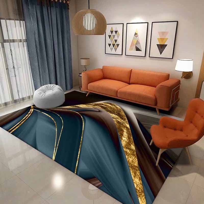 Stylish Green Modern Rug Abstract Pattern Polyester Area Rug Stain Resistant Carpet for Home Decor