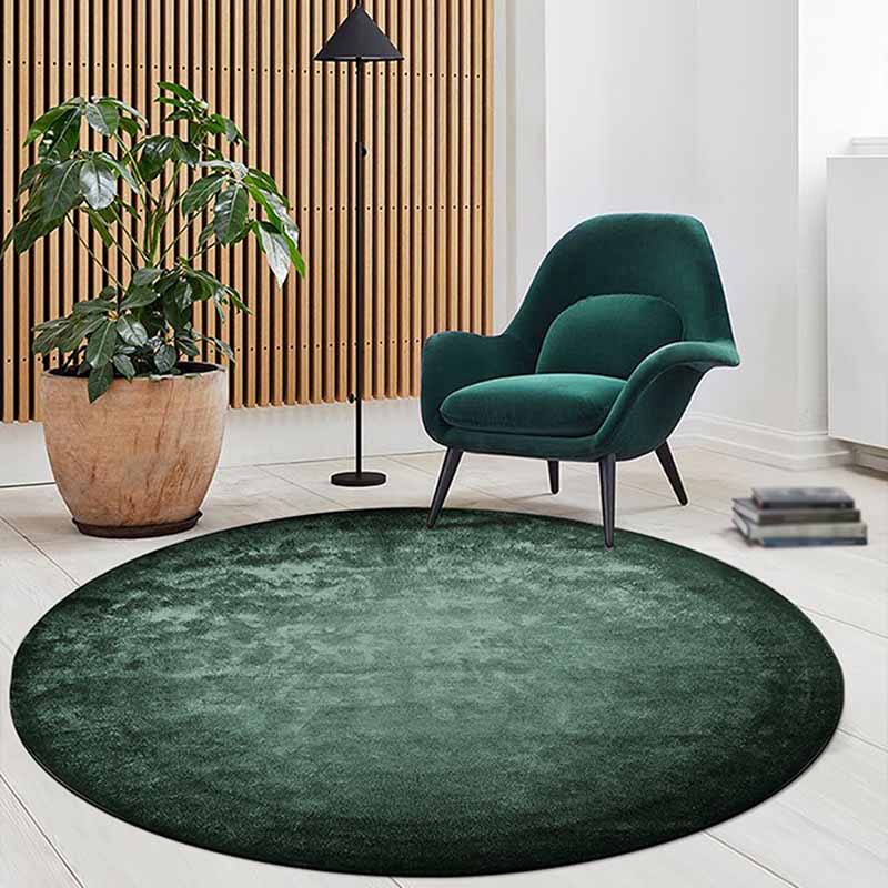 Fancy Green Area Carpet Modern Polyester Area Rug Pure Color Stain Resistant Rug for Bedroom